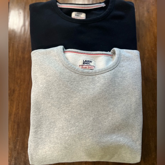 Two Lands' End Men's Black and Heather Gray Heavy Cotton Sweatshirts 4XLT - Picture 1 of 6